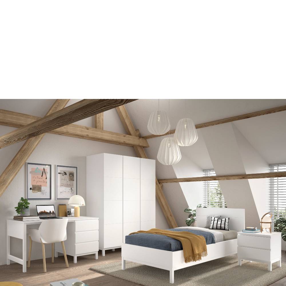 Jugendzimmer Komplettset in Weiß - Crocinol (vierteilig)