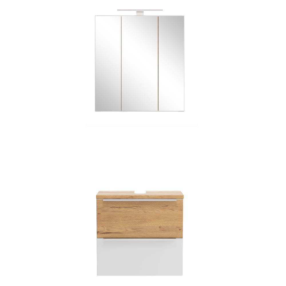 Waschbeckenschrank & Spiegelschrank Set - Yvonja (zweiteilig)