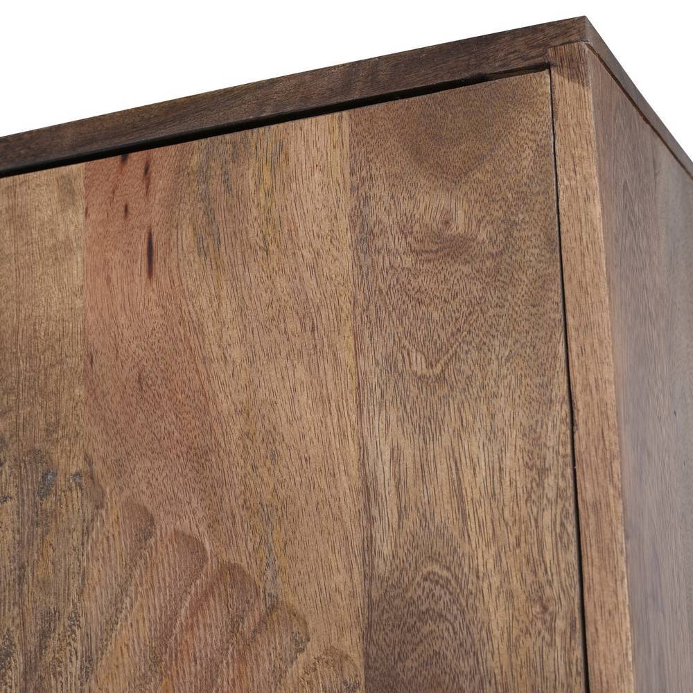 Natürliche Mangoholzmaserung in Walnussfarben an der Seite des eleganten Highboards – Epos