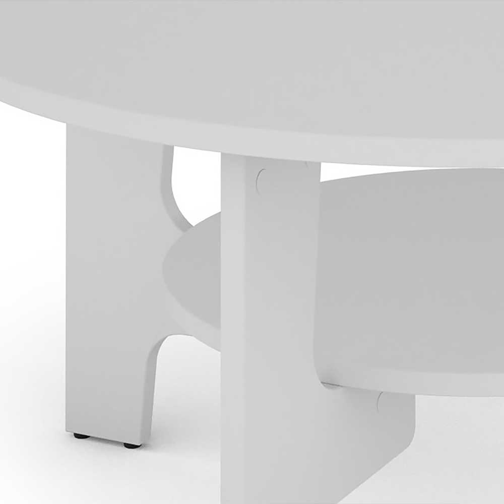 Weißer Wohnzimmertisch mit runder Tischplatte - Secilia