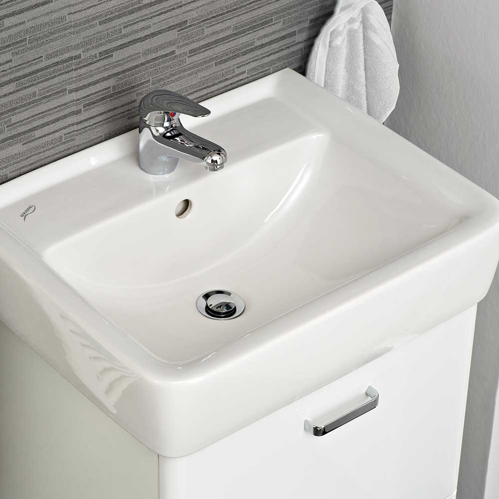 Waschtischkonsole mit Becken in Weiß - Yennja