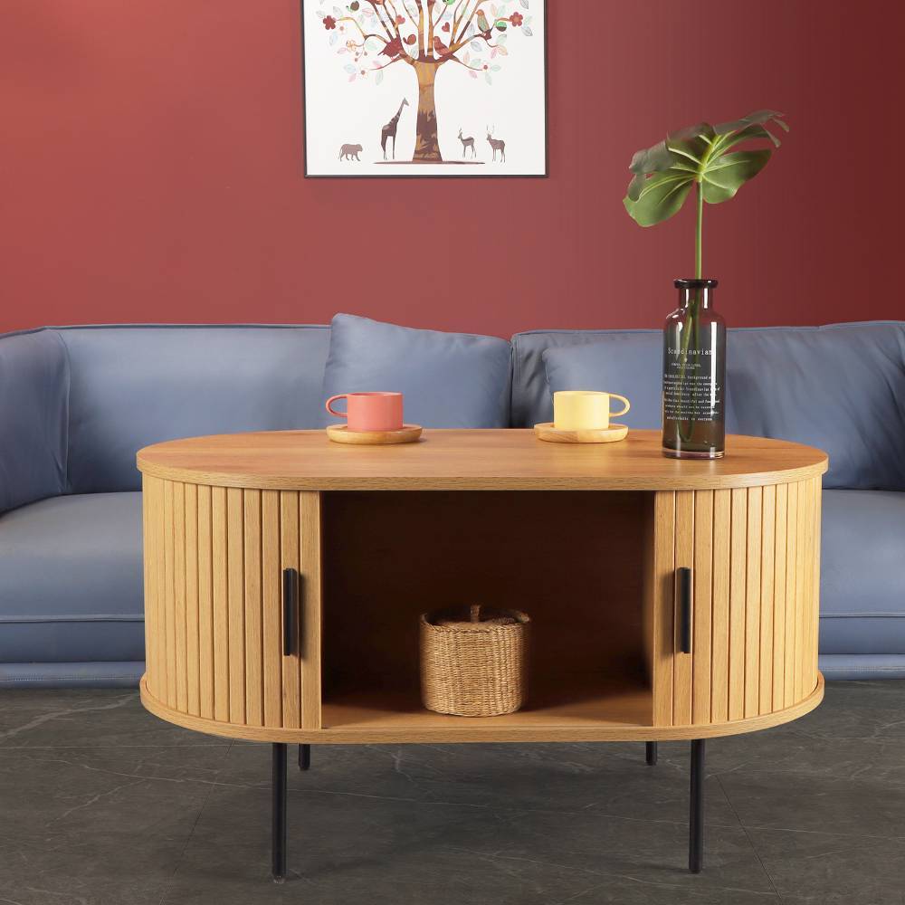 Ovaler Couchtisch mit Stauraum - Barnetta