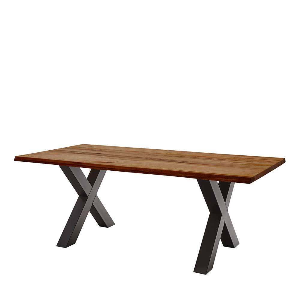 Tisch mit Baumkante Platte in Braun - Oxeda