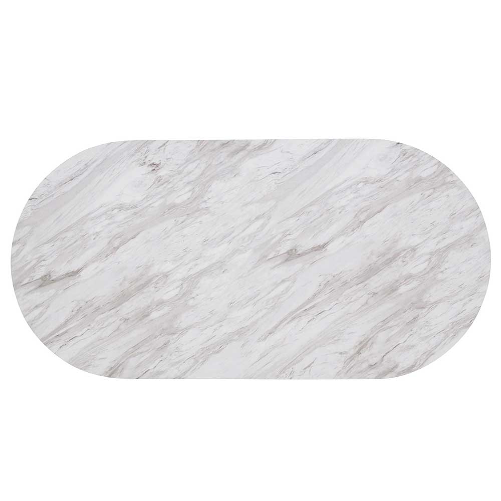 Ovaler Esstisch in Marmoroptik Weiß Grau - Segrino