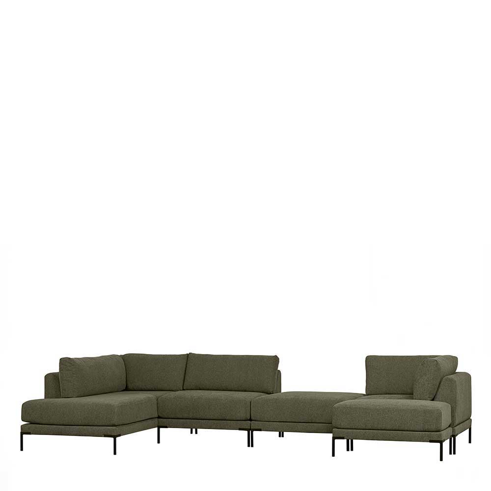 Couch Beistellhocker in Dunkelgrün Stoff - Arraggo