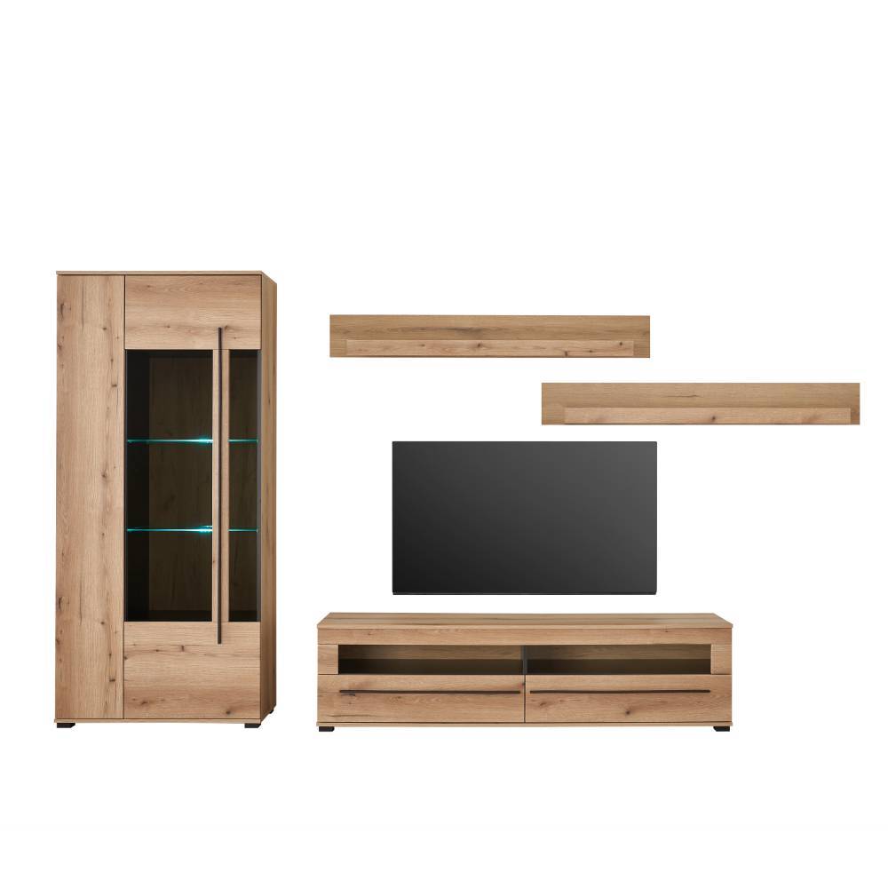 Wohnzimmer TV-Möbel-Set in Eiche - Brocus (vierteilig)