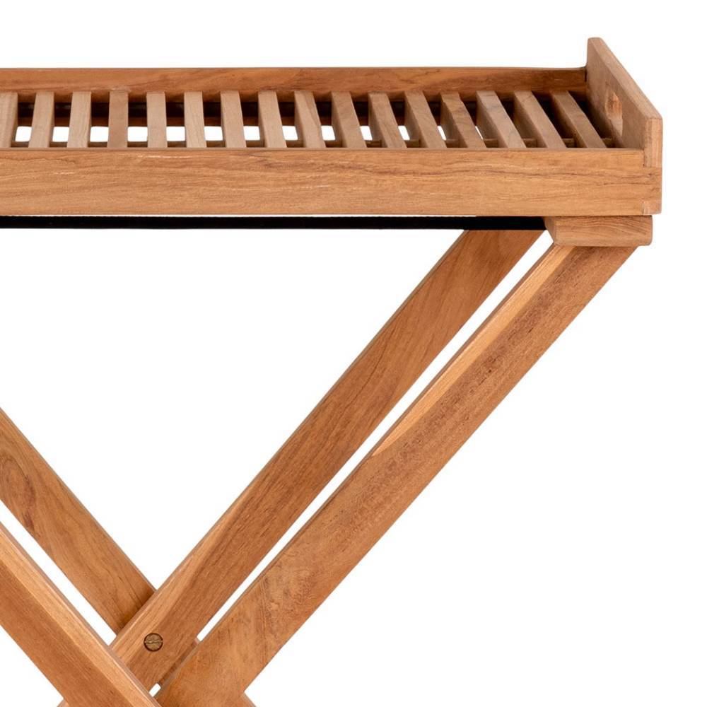 Tablett Tisch aus Teak Massivholz - Muldivian