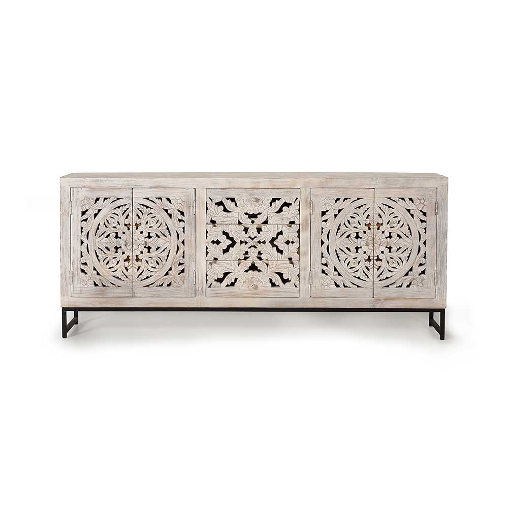 Vintage Design Sideboard in Holz White Wash - Fudorus