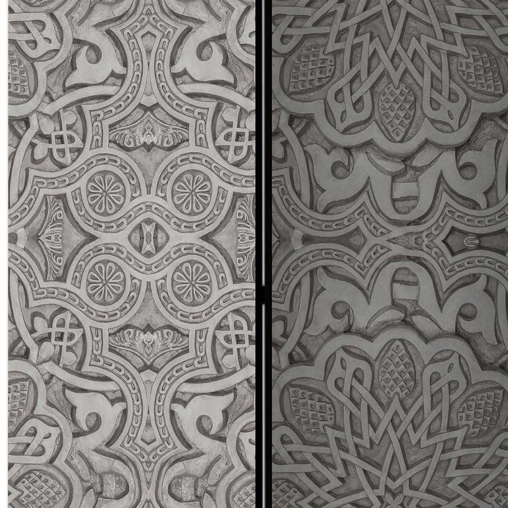 Raumteiler mit Mandala Motiv in Grau - Sololos
