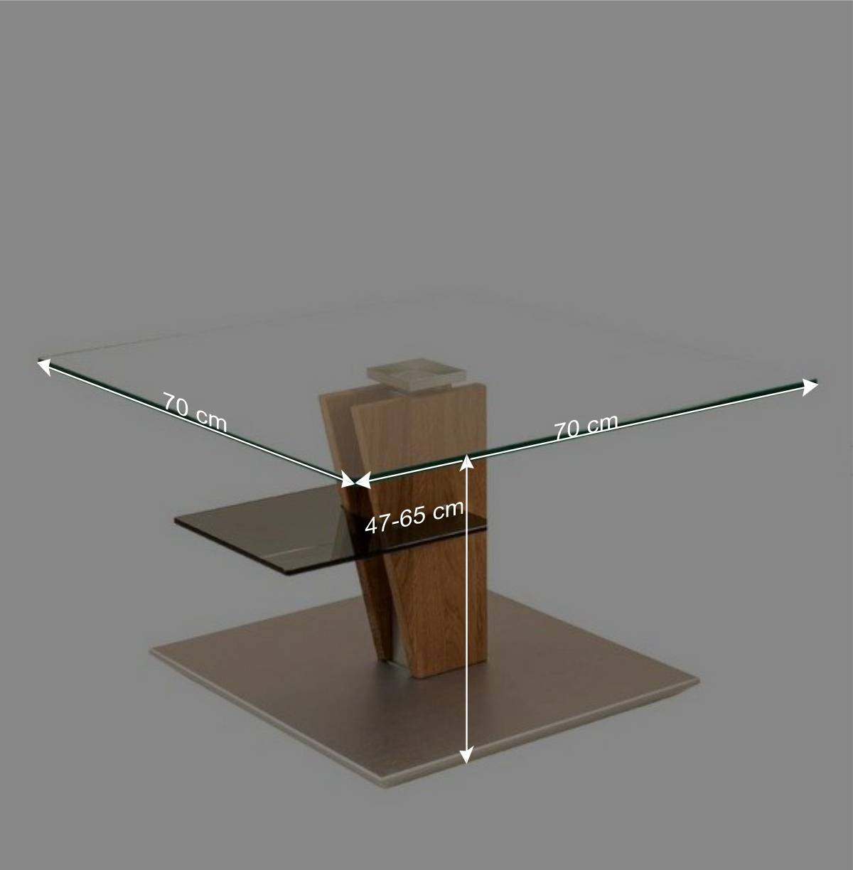 Quadratischer Glas Wohnzimmertisch höhenverstellbar - Bekasi