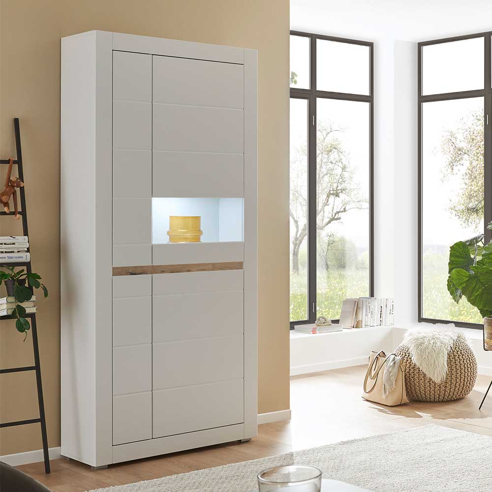 Vitrinenschrank in Weiß - 85x198x35 cm - Ilana