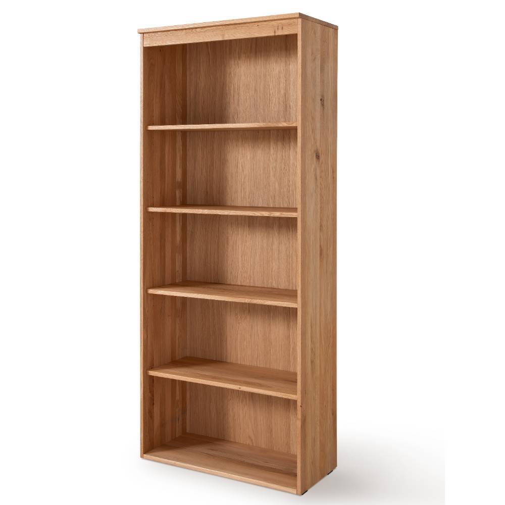 Hohes Eichenholzregal als Bücherregal oder Büroregal mit vielseitigen Ablagen – Calexia