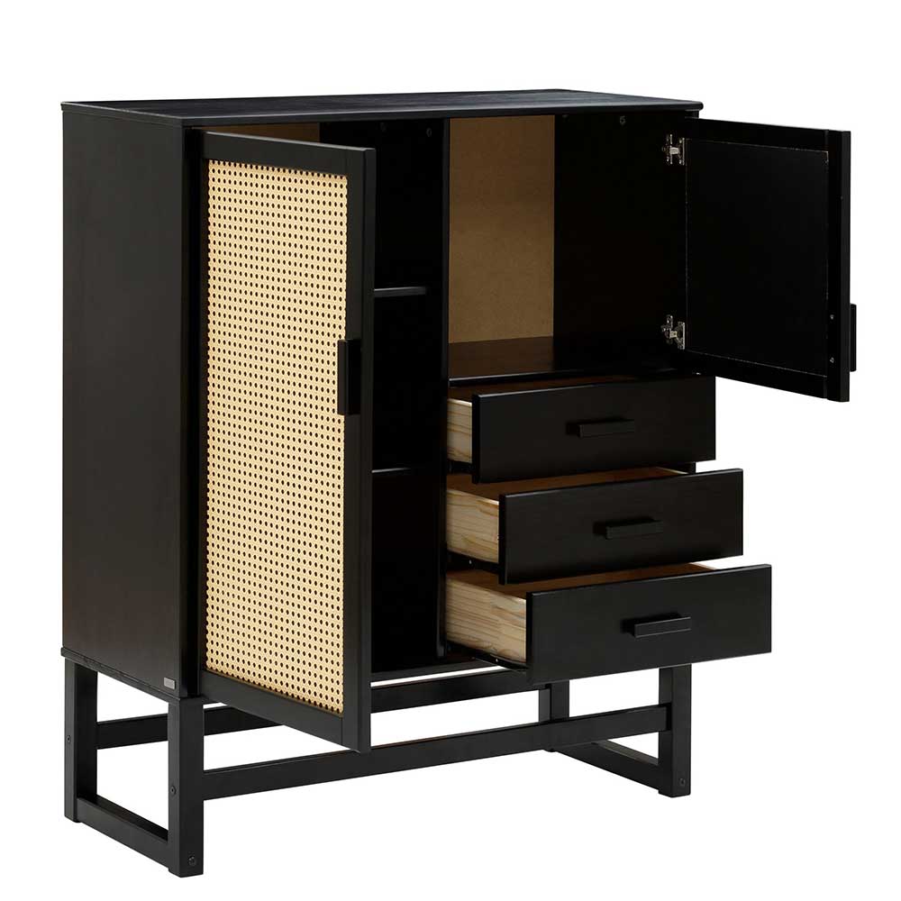 Dunkelbraunes Highboard mit Wiener Geflecht - Santiana