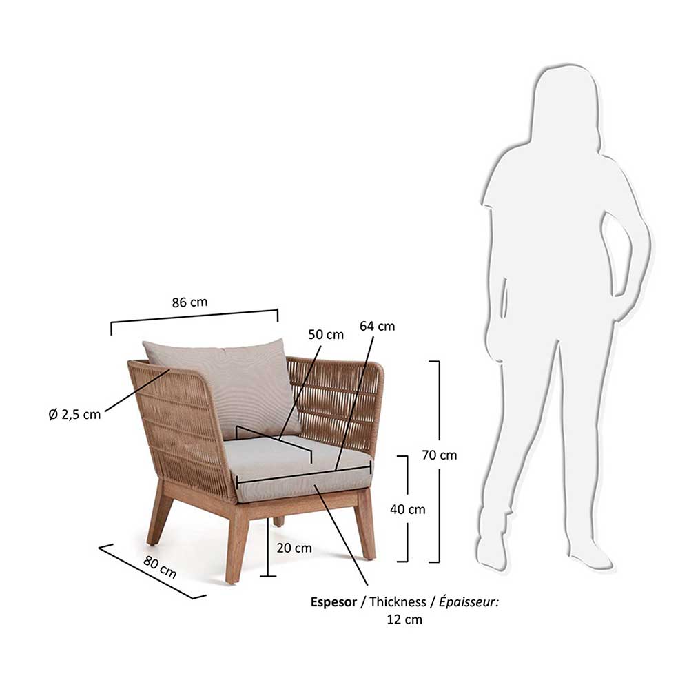 Zwei Lounge Sessel Jelaninos mit Holz & Geflecht (2er Set)