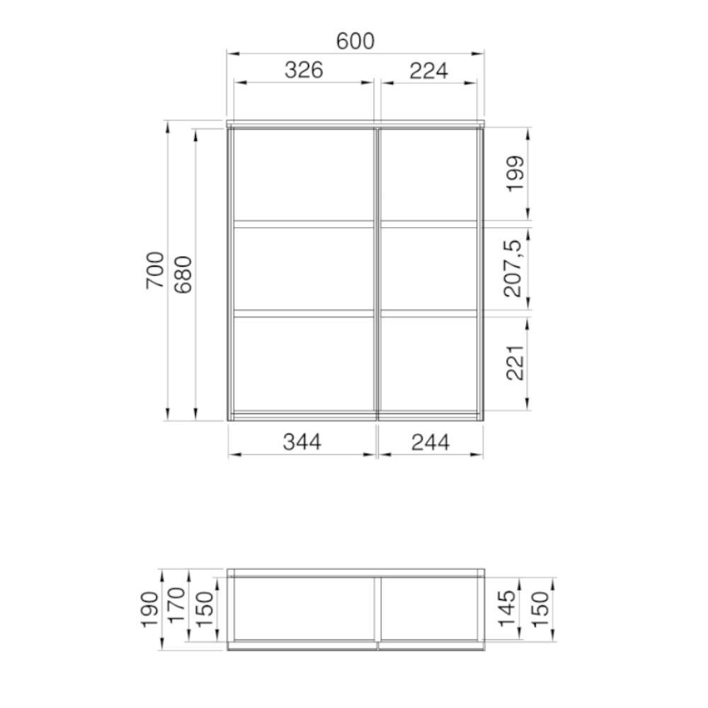 2-türiger Badezimmer-Spiegelschrank 60 cm breit - Niniana