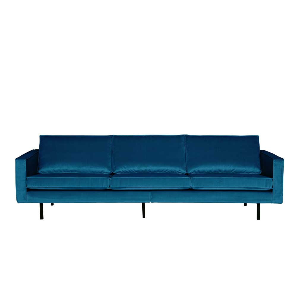 Blue Velvet Sofa 3-Sitzer Cumagon im Retrostil