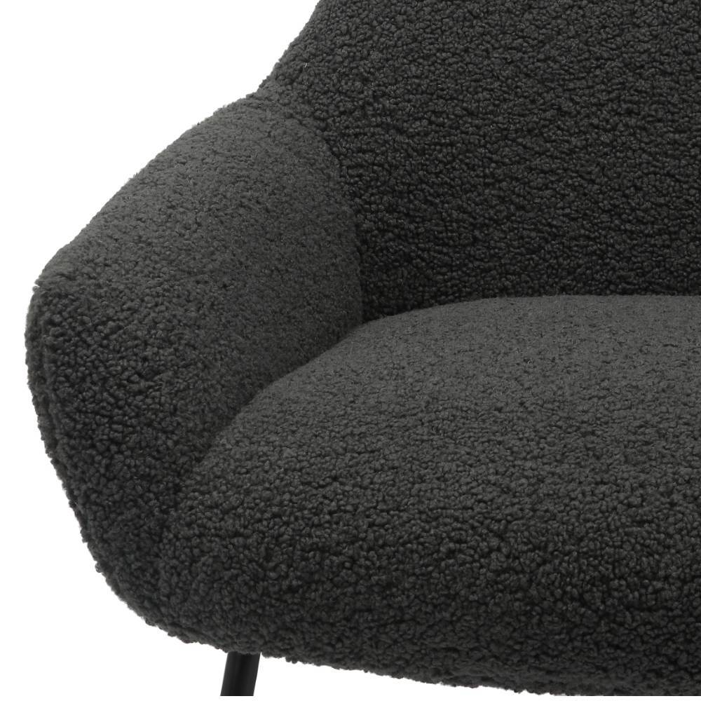 Sessel mit Hocker in Anthrazit - Matze (zweiteilig)