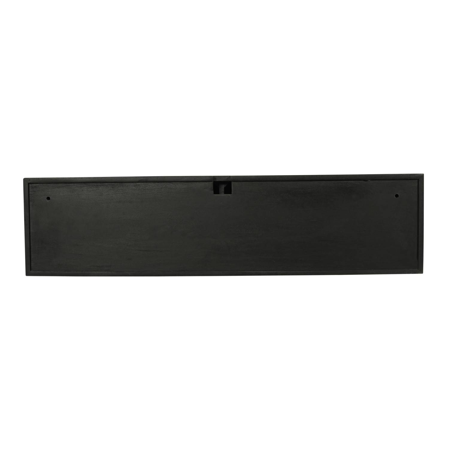 Rückseite des schwarzen TV Lowboards für Wandmontage, Kabelführung – Jusitc