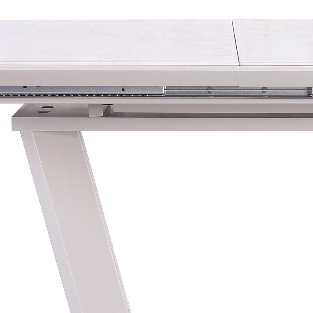 Ausziehbarer Tisch mit Glasplatte Marmor Weiß - Praki