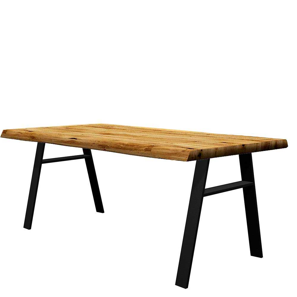 Tisch mit Naturkante Eichenholz Platte - Basilius