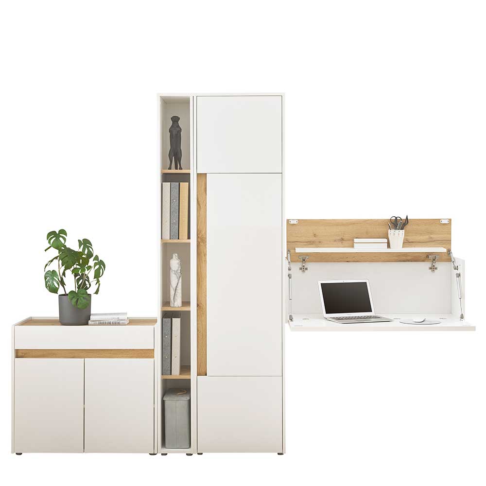 Home Office Möbel Set in Weiß (vierteilig) Wildeiche - Dekor mit Nonessia
