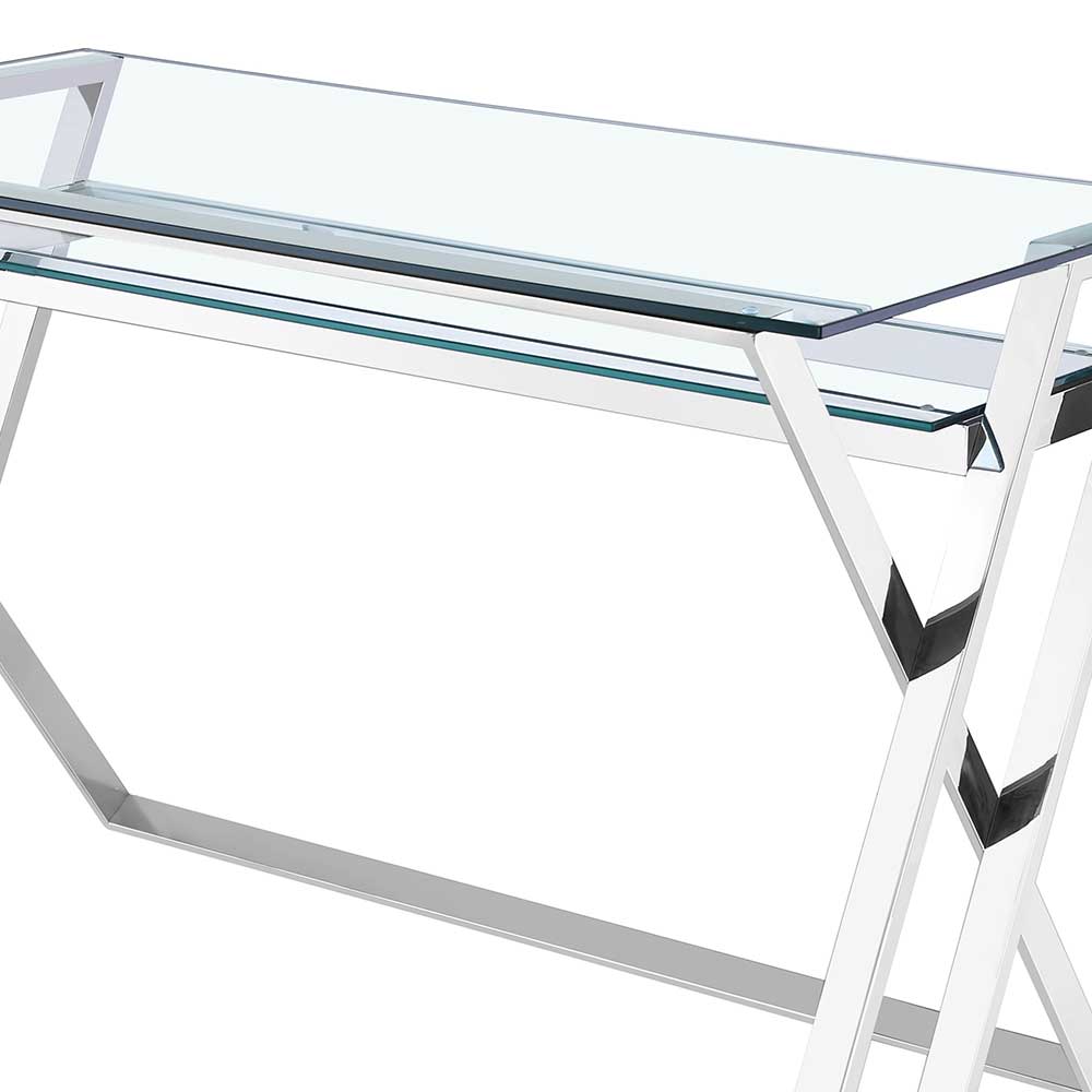 120x60 X-Design Glas Schreibtisch mit Ablageboden - Jesafina