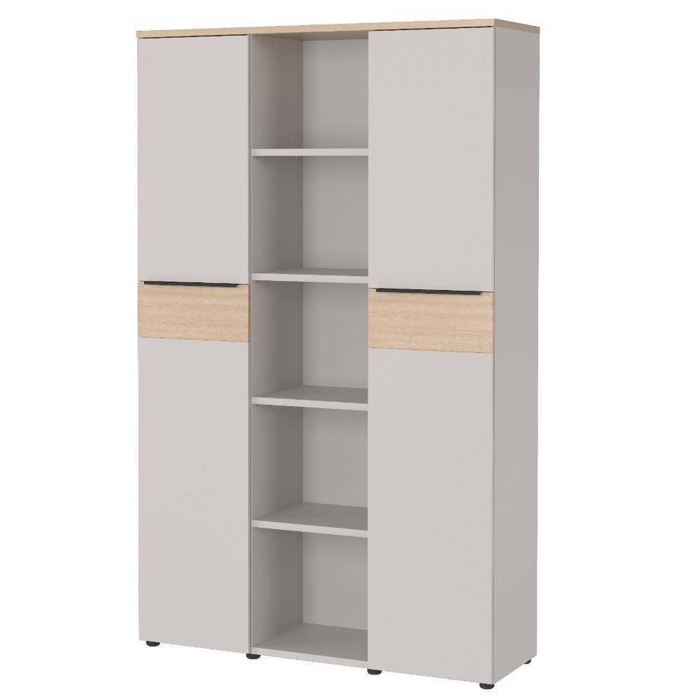 Aktenschrank in Hellgrau und Eiche Hell - Benja