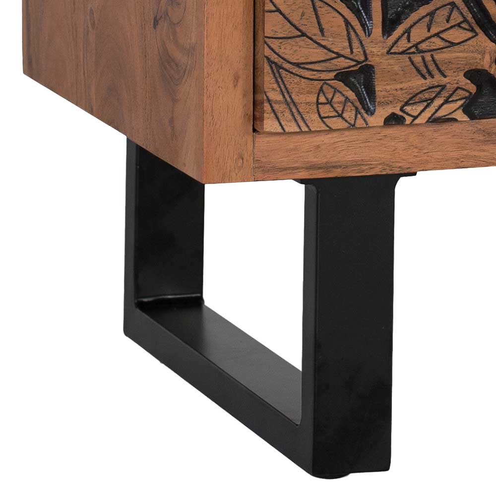 Design Holz Nachtkommode mit Schnitzerei und Lack - Marcel