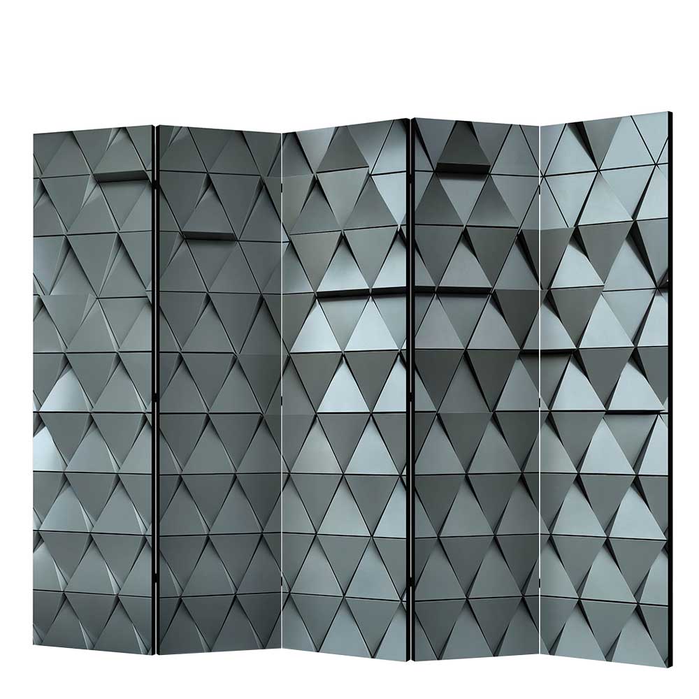 Mobiler Raumteiler mit geometrischem Muster in Grau - Cister