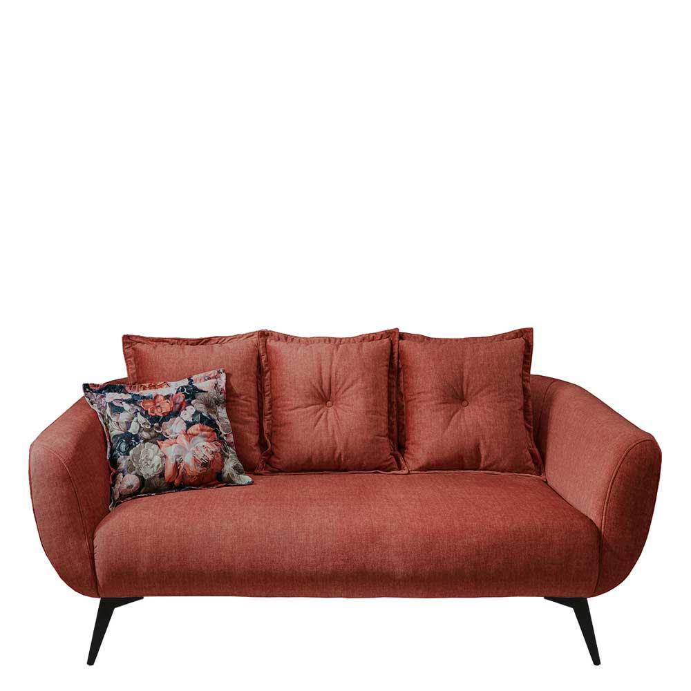 2,5 Sitzer Sofa in Rot Koralle & Schwarz - Adamsa