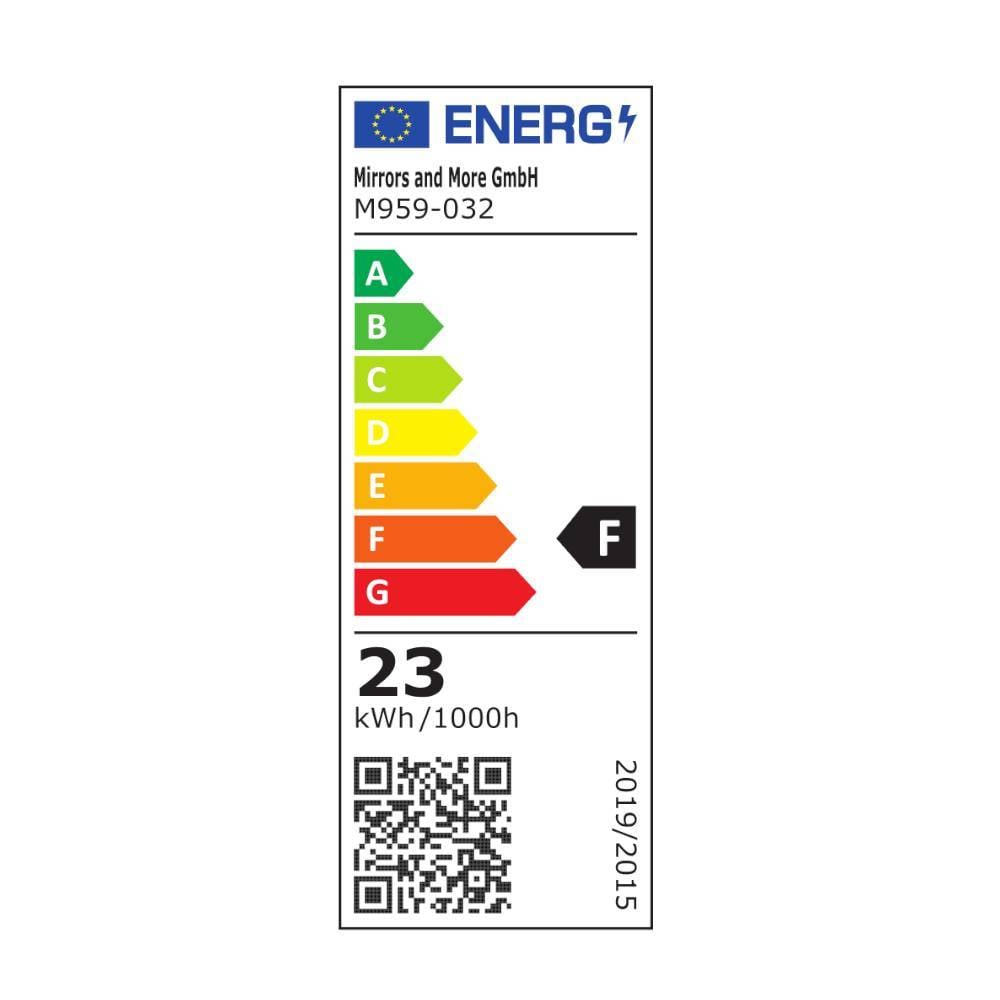 Energielabel für runden Badezimmerspiegel mit LED Licht Klasse F – Joera