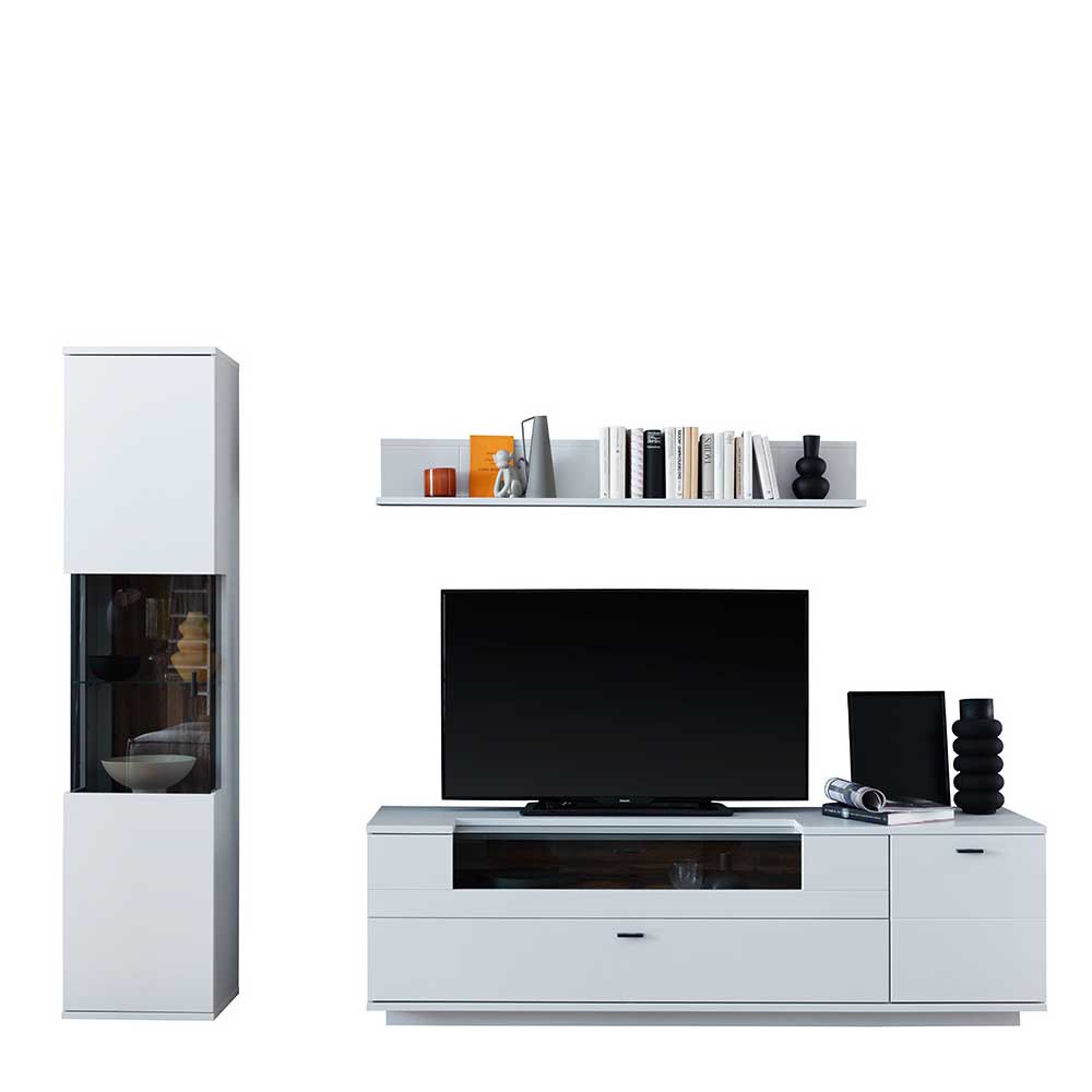 TV Lowboard & Vitrine & Wandboard Set - Apulco (dreiteilig)