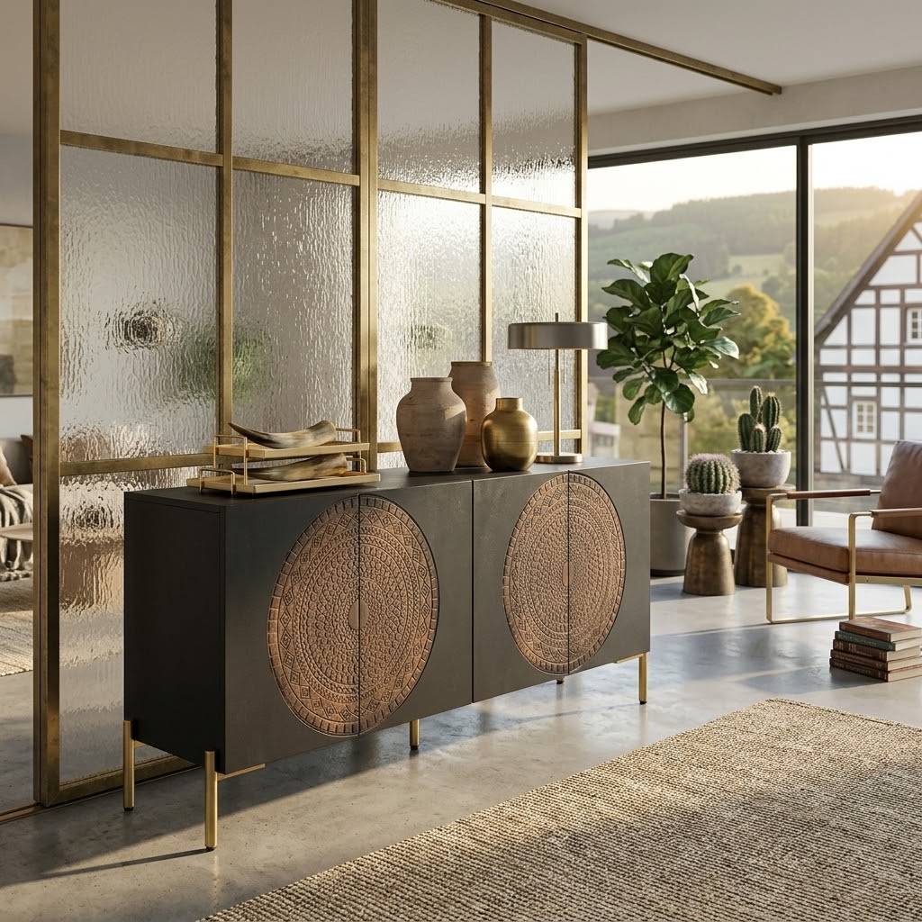 Design Sideboard mit Mandala Schnitzerei - Synessa