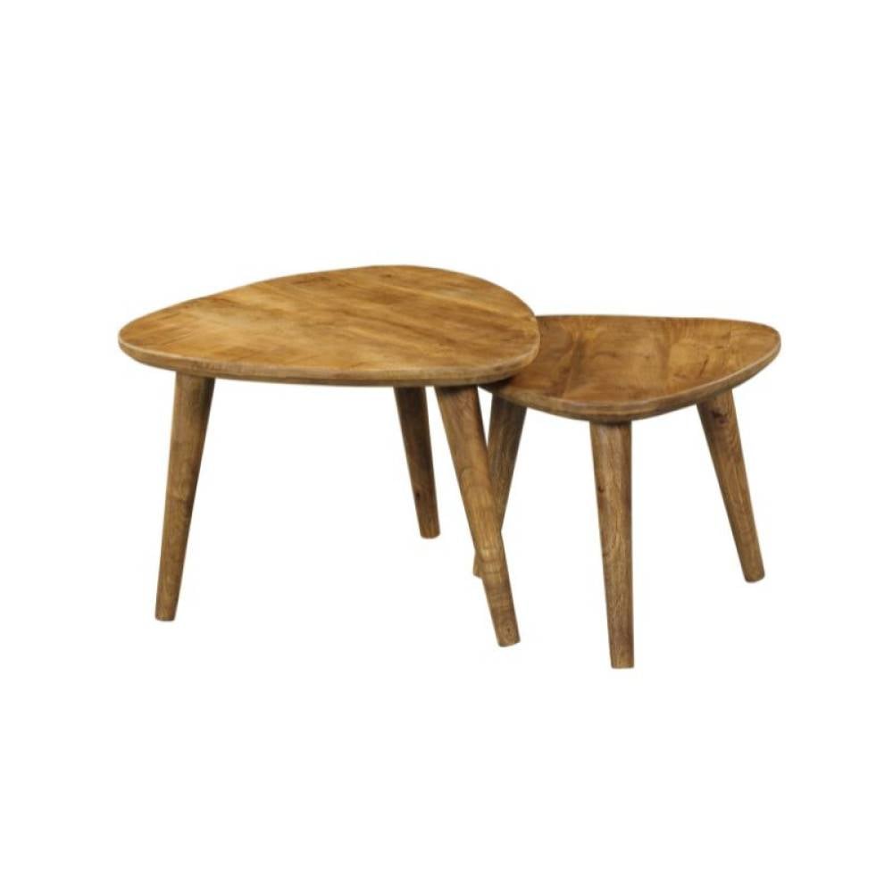 Zweisatztisch aus hellem Mangoholz mit dreieckigen Platten – Tenerife