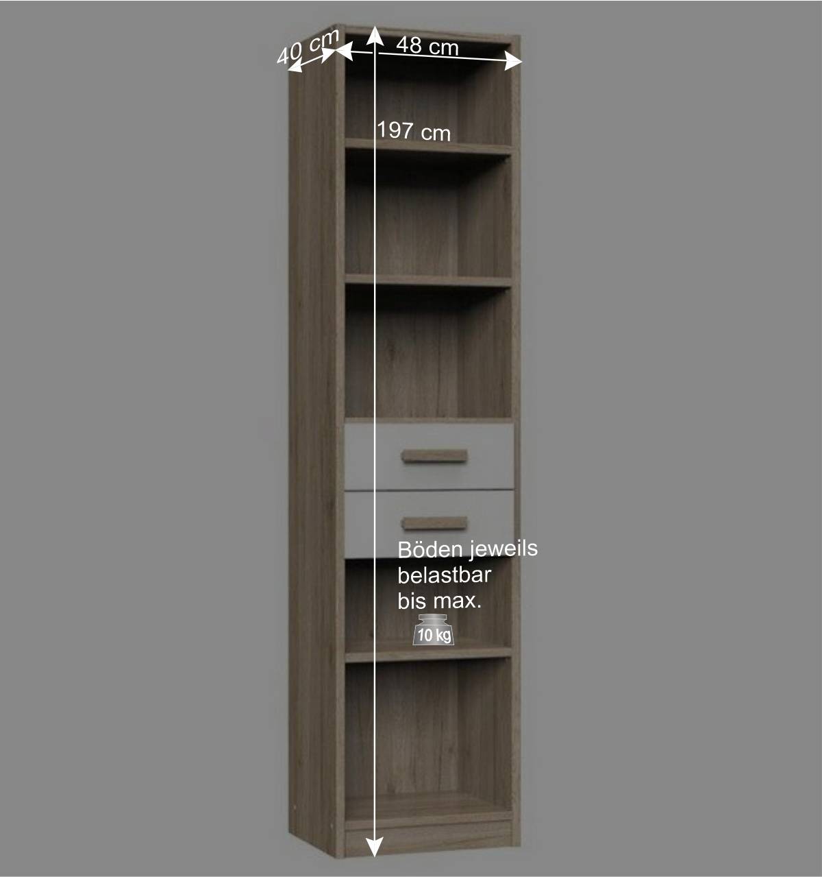 Schmales Regal mit Fächern und Schubladen - Folio
