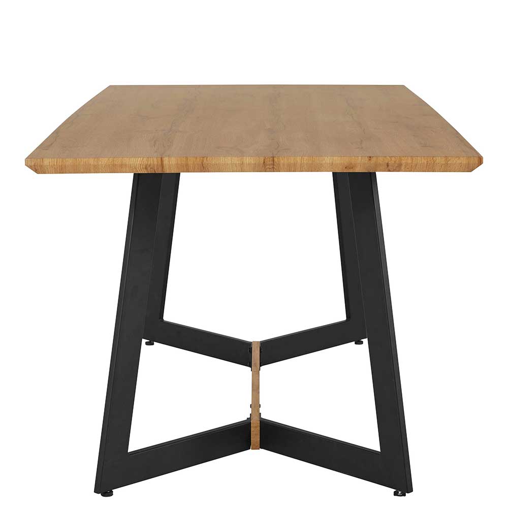 Esszimmer Tisch in Eiche Optik und Schwarz - Yasmina