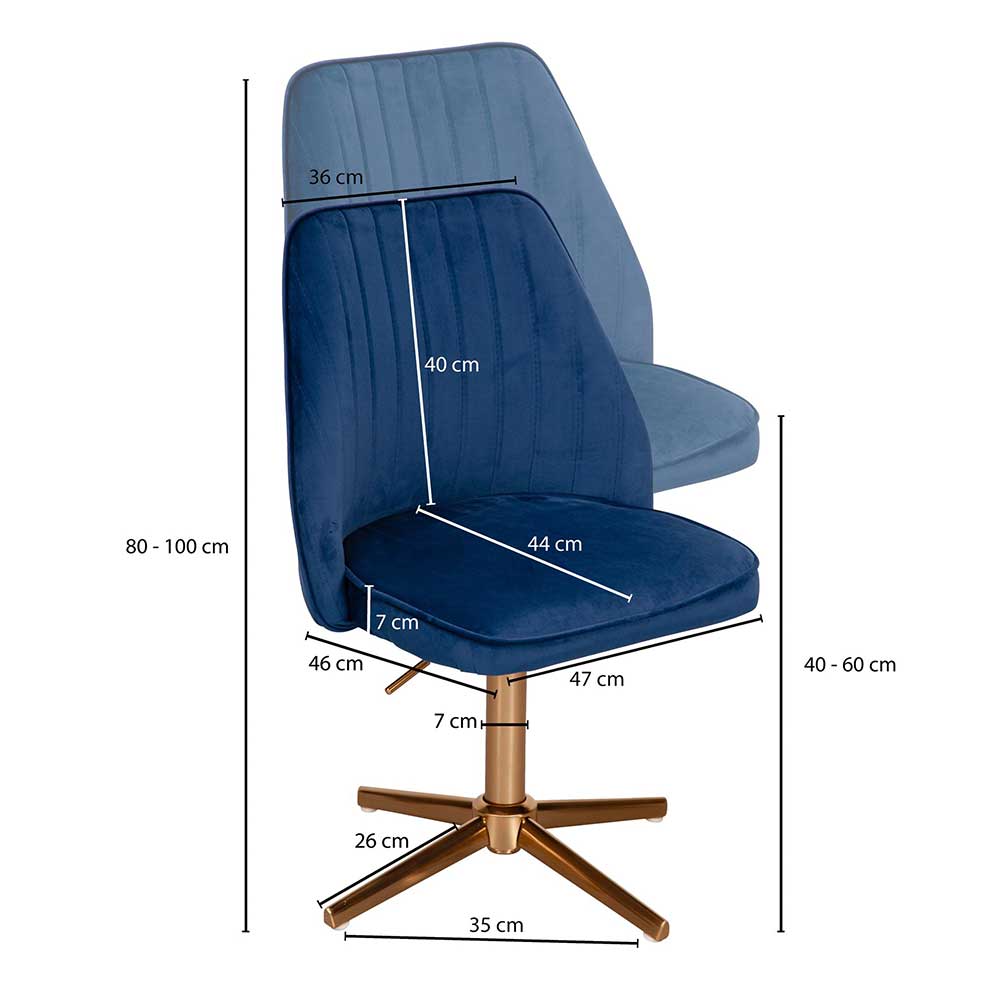 Blauer Schreibtischstuhl aus Samt - Lalita