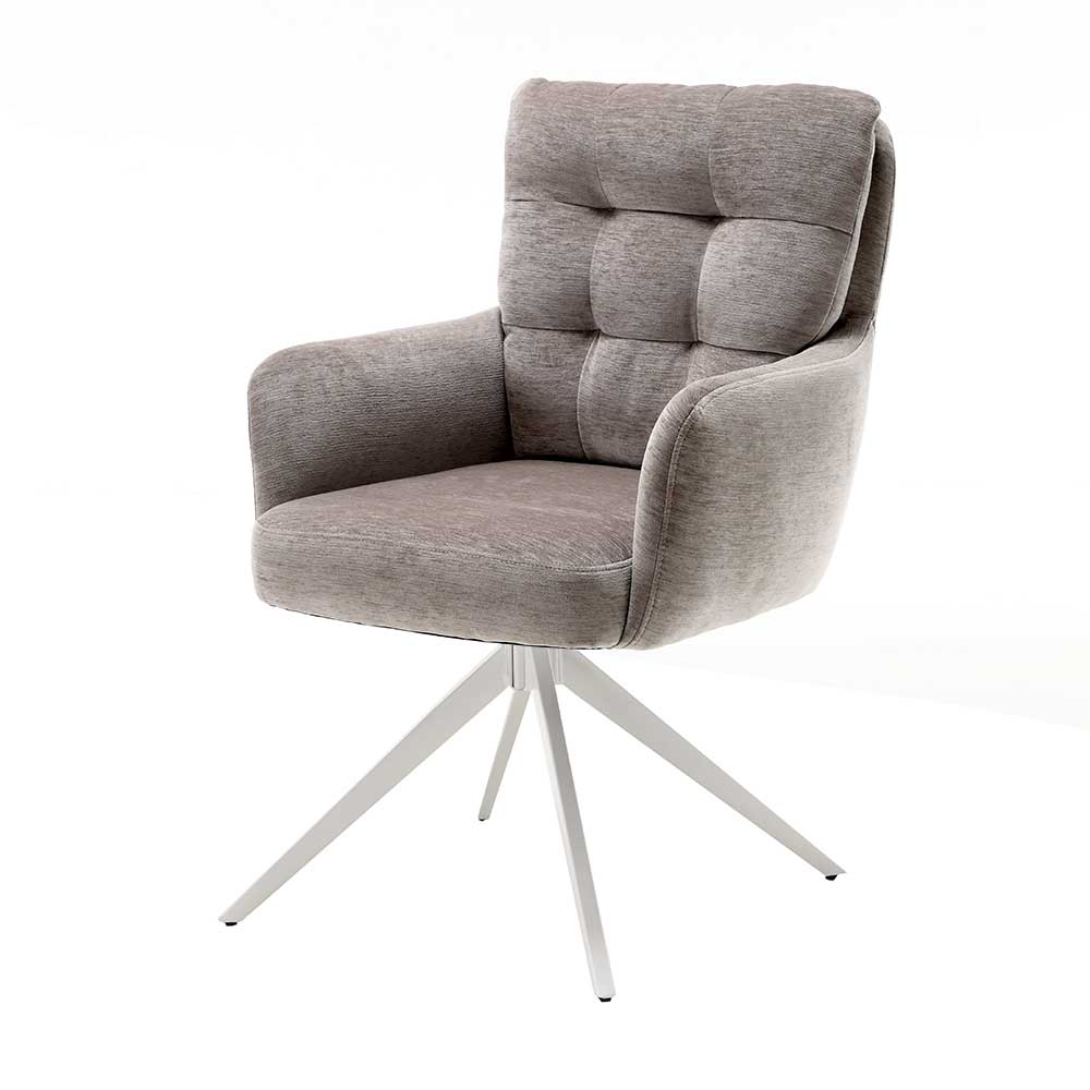 Esstisch Drehstuhl in Taupe und Weiß - Sarduna (2er Set)