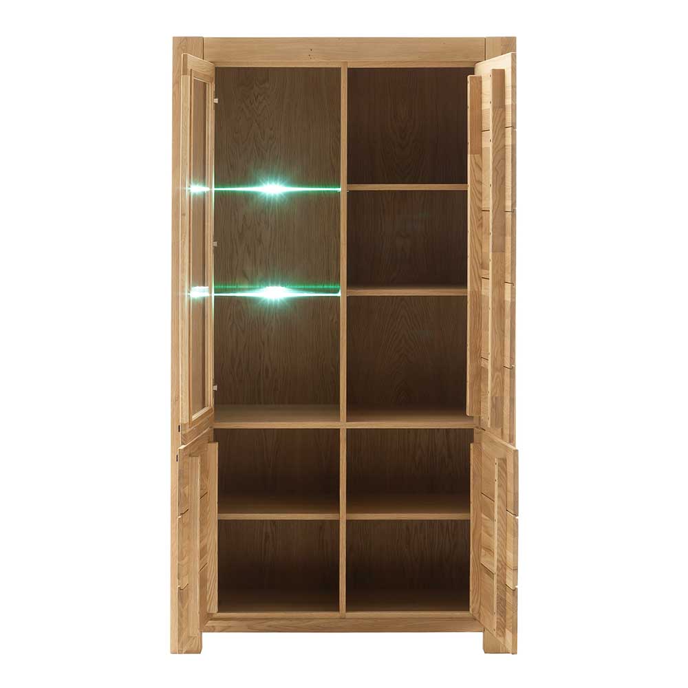 Wildeiche Vitrinenschrank teilmassiv - Sophia