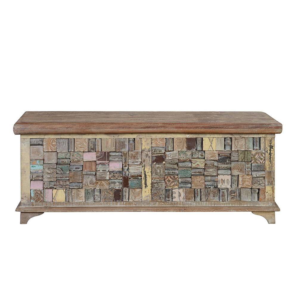 Design Holztruhe mit flachem Deckel - Gregoriana