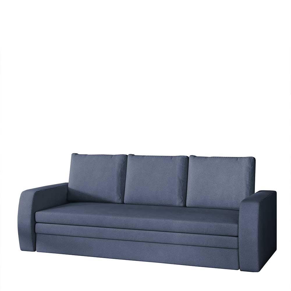 Dreisitzer Ausziehsofa in Jeansblau Samt - Adrerra