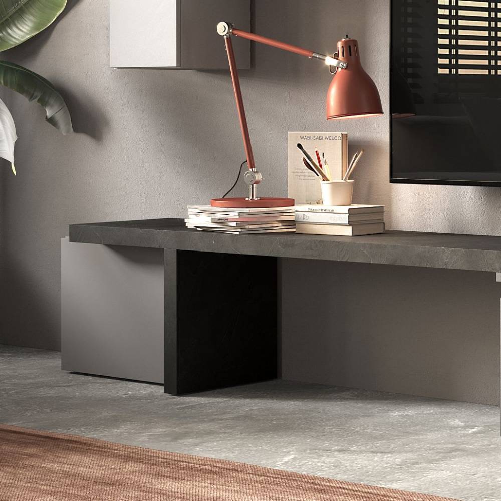 Design-Wohnwand in Graunuancen - Vutega (siebenteilig)