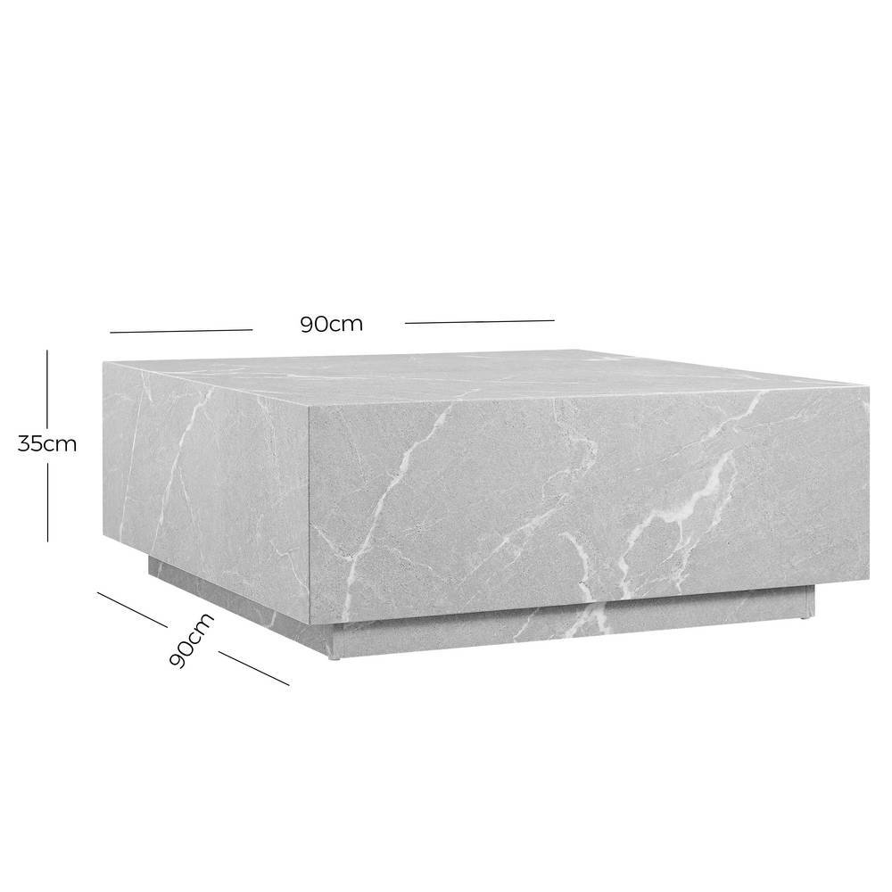 Couchtisch in Marmoroptik grau mit Maßen 90x90x35 cm für moderne Einrichtung – Galveston