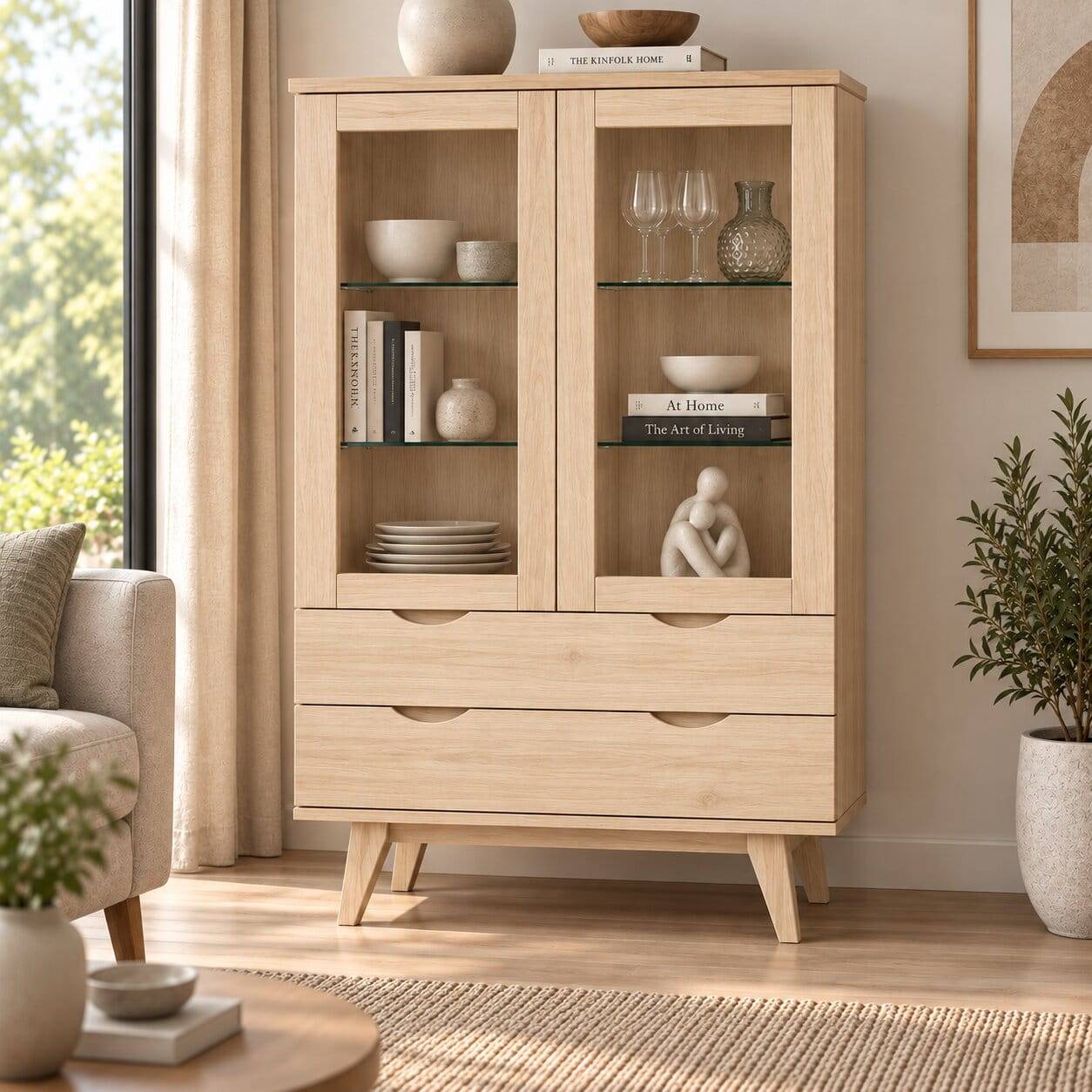 White Wash Vitrine im Skandi Design - Pessoa