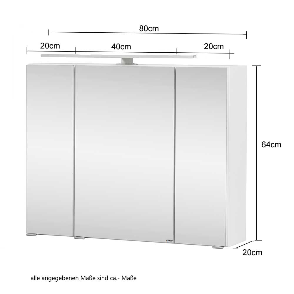 Weißer Badezimmer Spiegelschrank mit LED Licht - Made in Germany - Anjunica