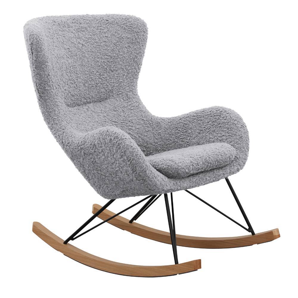 Scandi Chic Schaukelsessel in Hellgrau Webplüsch - Vynna