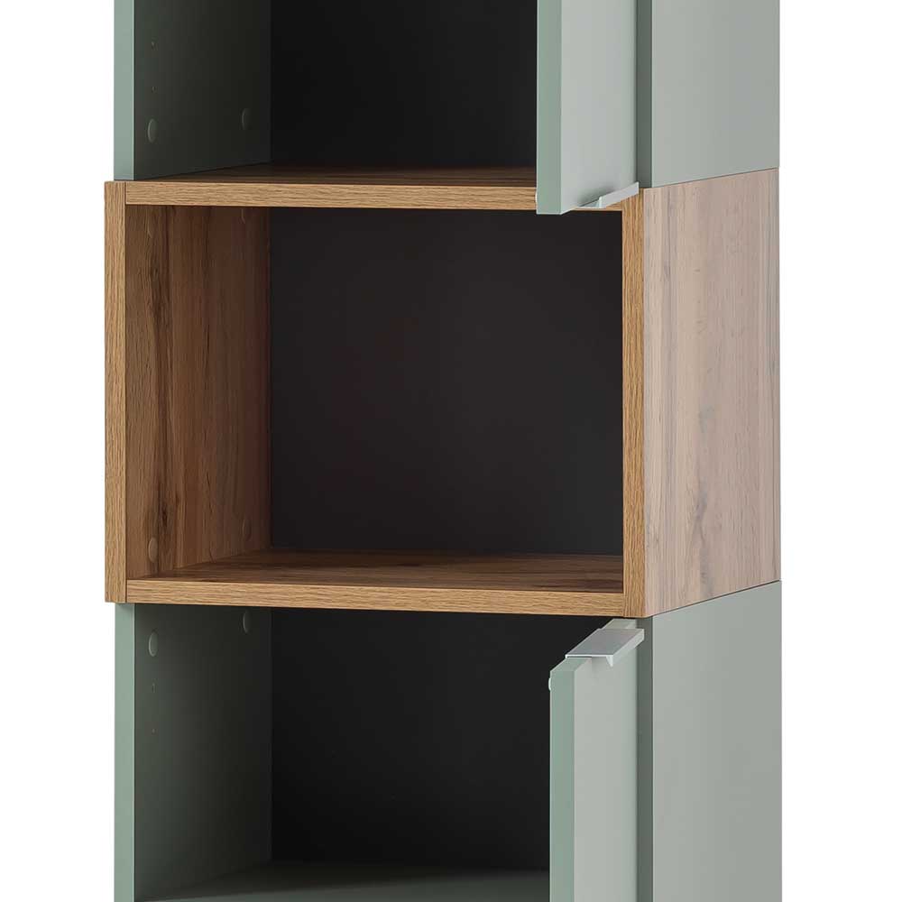 Skandi Badezimmer Hochschrank in Graugrün - Liz