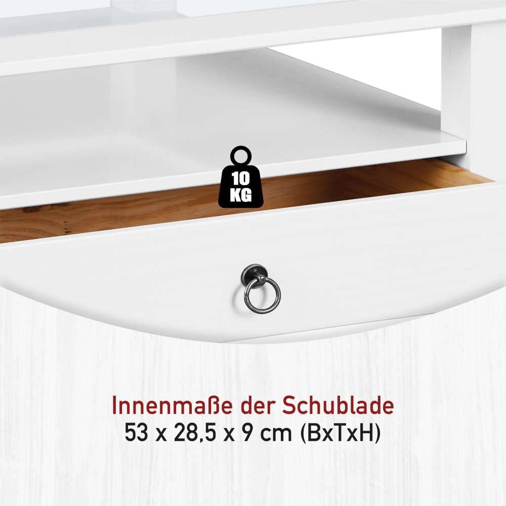 Quadrat 75x75 Landhaus Sofatisch mit Glas - Rosanna