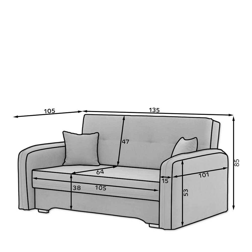 2er Schlafcouch in Blaugrau Veloursbezug - Candeloco