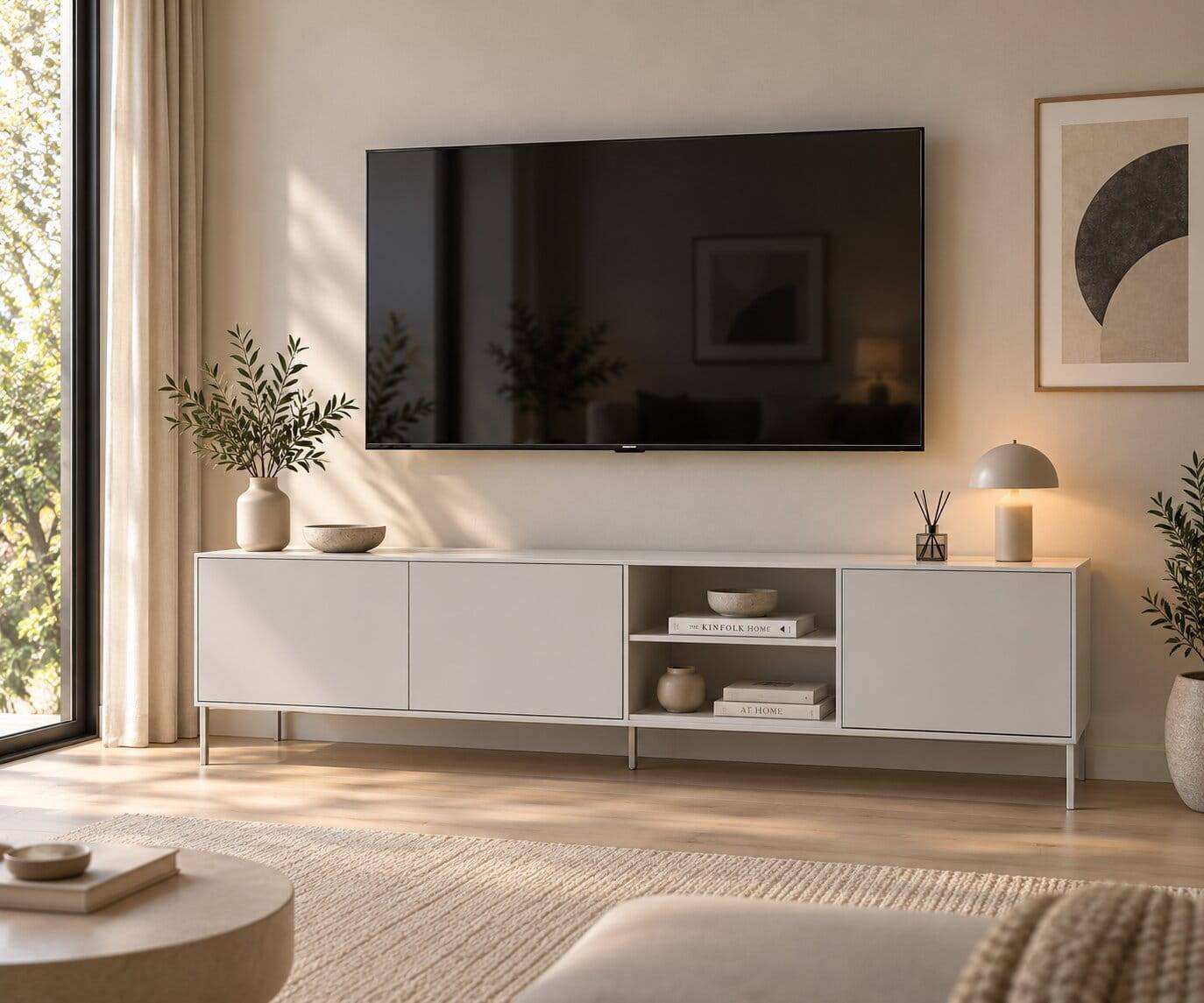 195x55x40 Weißes Lowboard modern - Dresconio